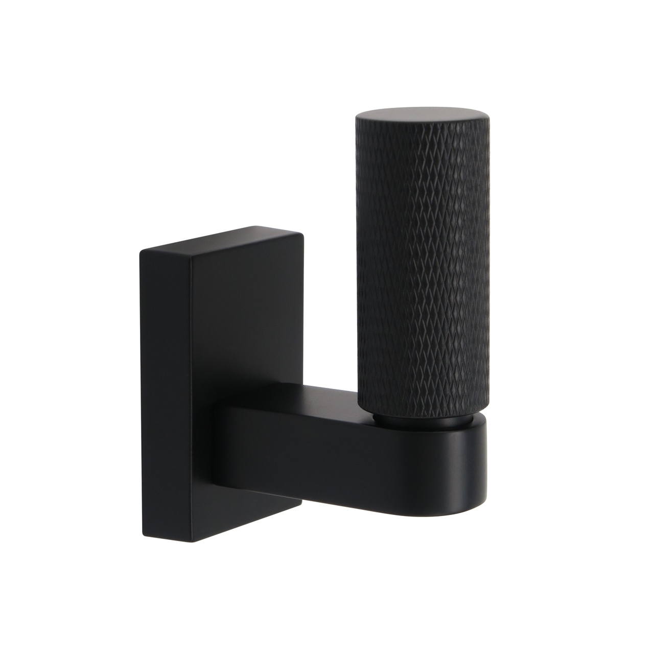 Wieszak na ubrania, meblowy, haczyk, pojedynczy, czarny radełkowany W038