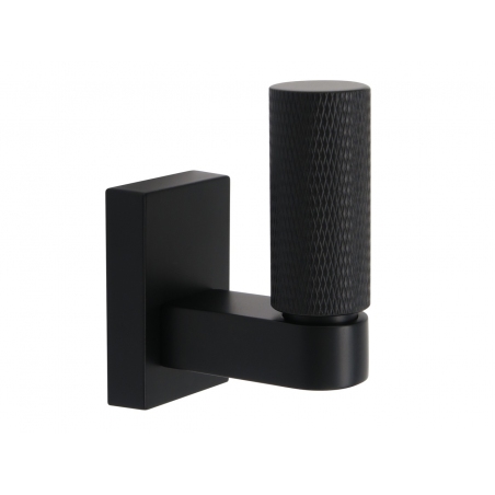 Wieszak na ubrania, meblowy, haczyk, pojedynczy, czarny radełkowany W038