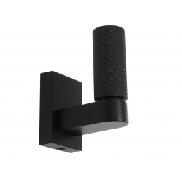 Wieszak na ubrania, meblowy, haczyk, pojedynczy, czarny radełkowany W038