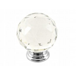 Gałka meblowa kryształowa przezroczysta + chrom 40 mm AMIX GKS003-40