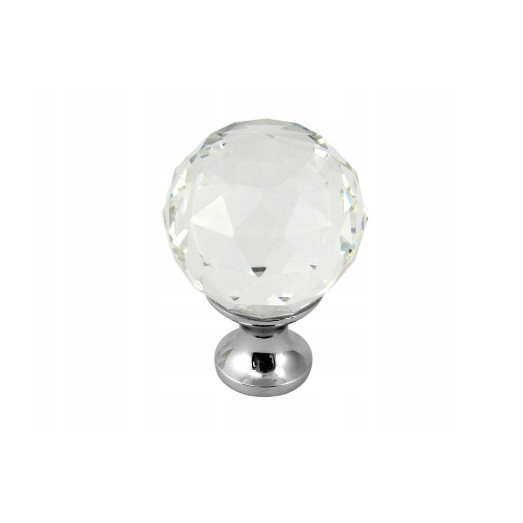 Gałka meblowa kryształowa przezroczysta + chrom 25 mm GTV CRYSTAL PALACE
