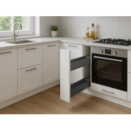 Wysuwany kosz cargo do szafki 30 cm, z hamulcem, szary antracyt, 2 półki, z matą. Smartt