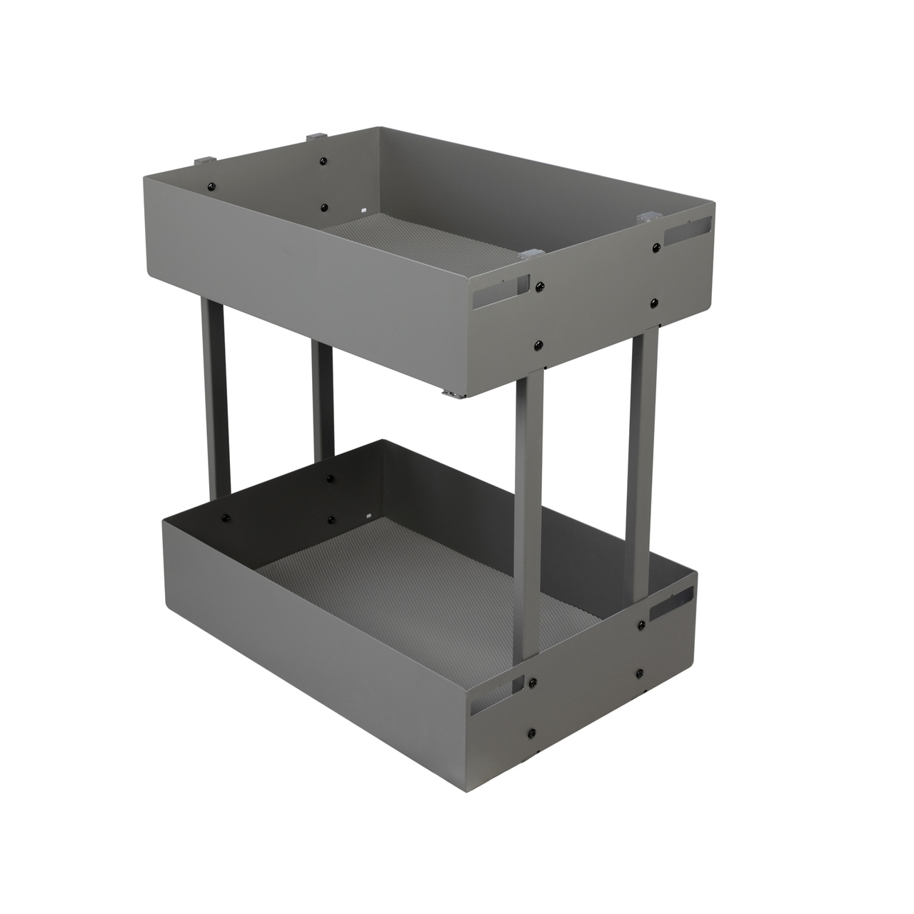 Wysuwany kosz cargo do szafki 50 cm, z hamulcem, szary antracyt, 2 półki, z matą. Smartt