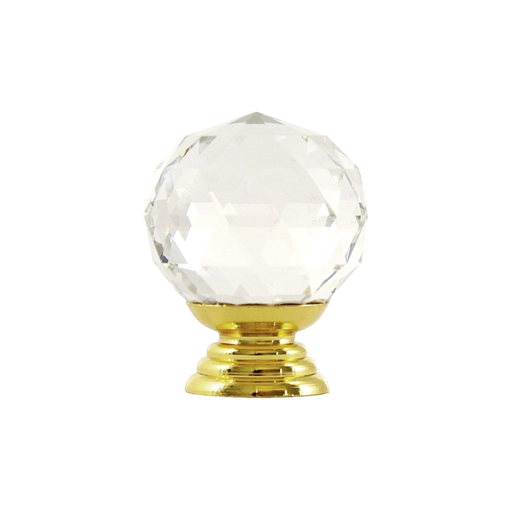 Gałka meblowa kryształowa przezroczysta + złoto AMIX GKS003-30