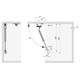 Podnośnik do mebli, gazowy, pneumatyczny z hamulcem ATM PG-14, 60N, 80N