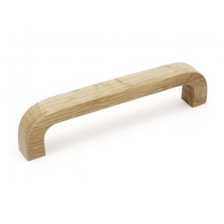 Uchwyt meblowy drewniany, naturalny dąb, łuk, 128 mm