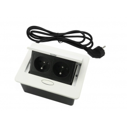 Gniazdo wpuszczane w blat, otwierane, białe 2x230V +kabel, Box Mini