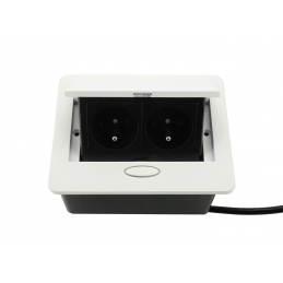 Gniazdo wpuszczane w blat, otwierane, białe 2x230V +kabel, Box Mini