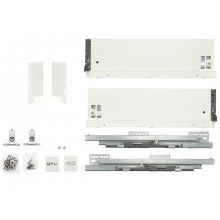 Szuflady Axis Pro GTV białe. 35, 40, 45, 50, 55 cm, H116, cichy domyk, cienkościenne, 40 kg