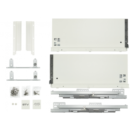 Szuflady Axis Pro GTV białe. 35, 40, 45, 50, 55 cm, wysokie, H167, cichy domyk, cienkościenne, 40 kg