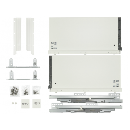 Szuflady Axis Pro GTV białe. 35, 40, 45, 50, 55 cm, bardzo wysokie, H199, cichy domyk, cienkościenne, 40 kg