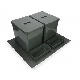 Segregator kosz na śmieci, wkład do szuflady 60 cm, 2 pojemniki + rynienki, Strong Bins