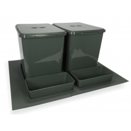 Segregator kosz na śmieci, wkład do szuflady 60 cm, 2 pojemniki + rynienki, Strong Bins