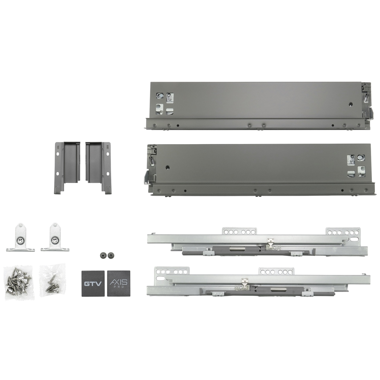 Szuflady Axis Pro GTV. 35, 40, 45, 50, 55 cm, H84, cichy domyk, antracyt, cienkościenne, 40 kg