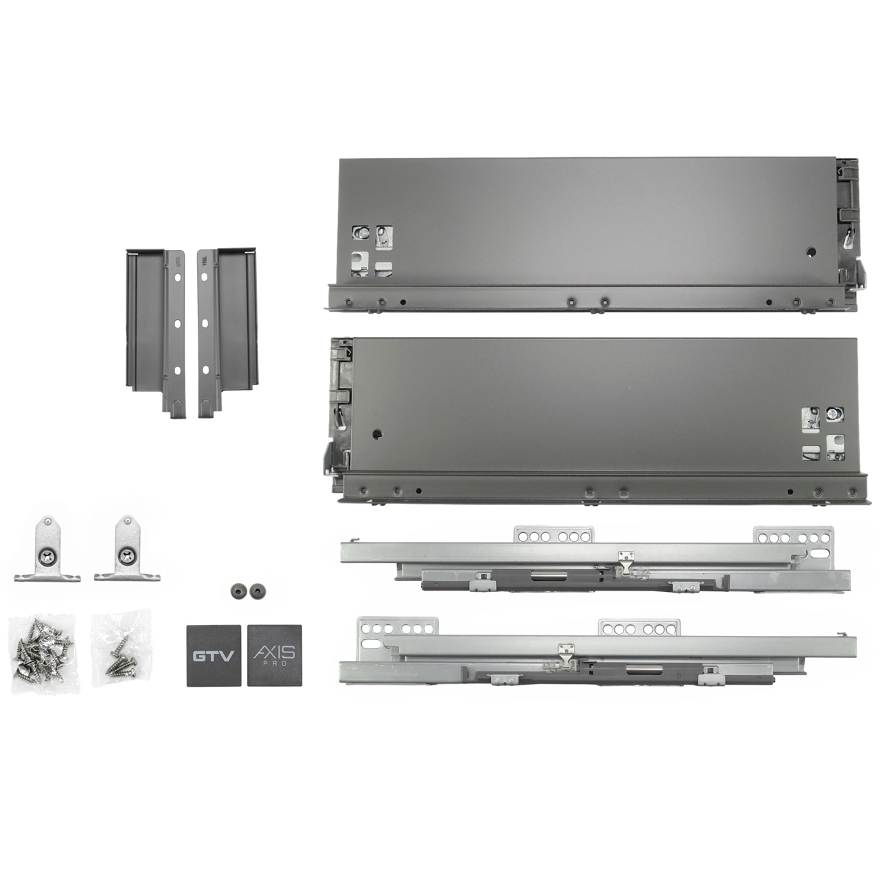 Szuflady Axis Pro GTV 35, 40, 45, 50, 55 cm, H116, cichy domyk, antracyt cienkościenne, 40 kg