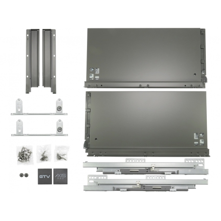 Szuflady Axis Pro GTV. 35, 40, 45, 50, 55 cm, H199, antracyt, cichy domyk, cienkościenne, 40 kg