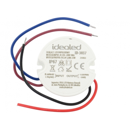 Transformator, zasilacz do LED, wodoodporny, montowany w puszce,12V 25W 110-240V