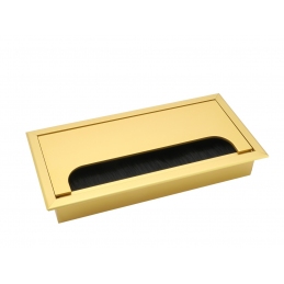 Przepust kablowy do mebli, prostokątny, metalowy, złoty matowy 160 x 80 mm