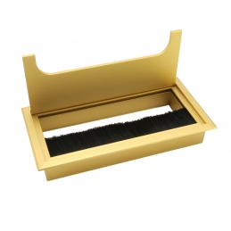 Przepust kablowy do mebli, prostokątny, metalowy, złoty matowy 160 x 80 mm