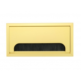 Przepust kablowy do mebli, prostokątny, metalowy, złoty matowy 160 x 80 mm