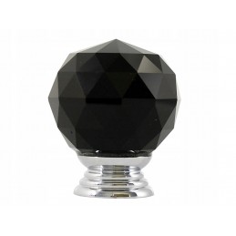 Gałka meblowa z czarnym kryształem + chrom 40 mm AMIX GKS003-40