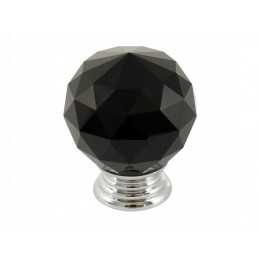 Gałka meblowa z czarnym kryształem + chrom 40 mm AMIX GKS003-40
