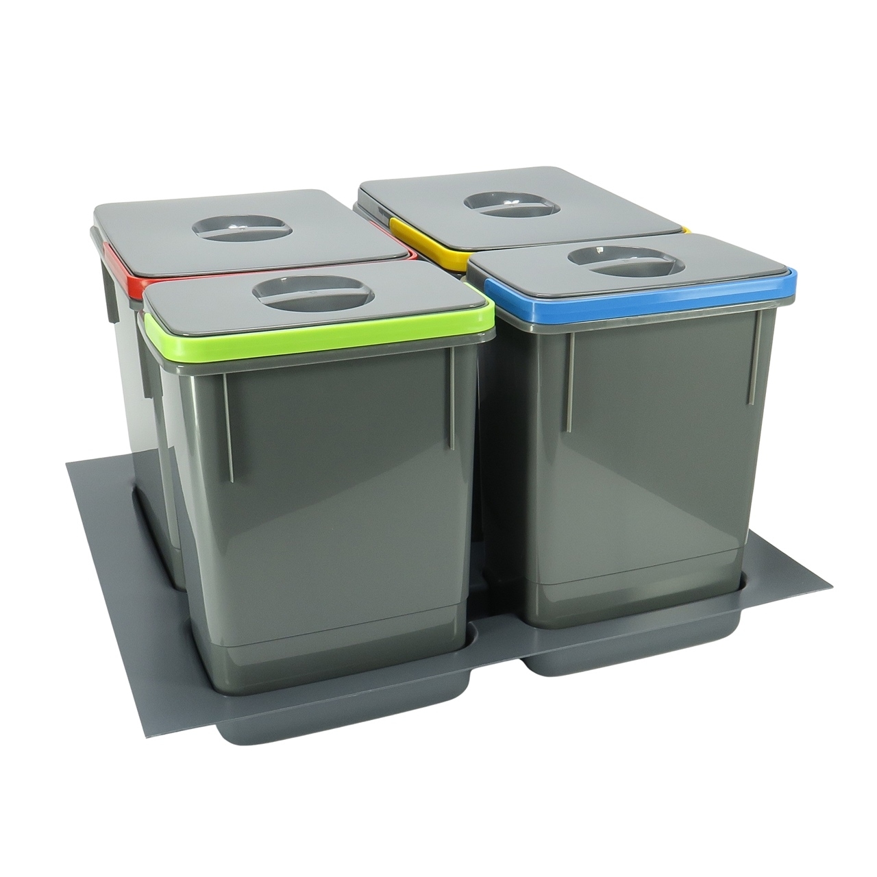 Segregator kosz na śmieci, wkład do szuflady 60 cm, 4 kosze, szary, Amix