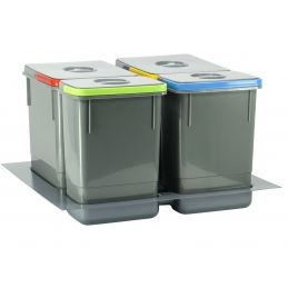 Segregator kosz na śmieci, wkład do szuflady 60 cm, 4 kosze, szary, Amix