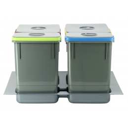 Segregator kosz na śmieci, wkład do szuflady 60 cm, 4 kosze, szary, Amix