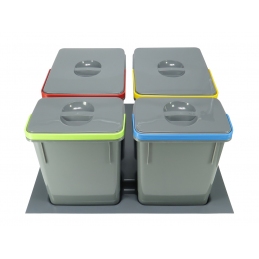 Segregator kosz na śmieci, wkład do szuflady 60 cm, 4 kosze, szary, Amix