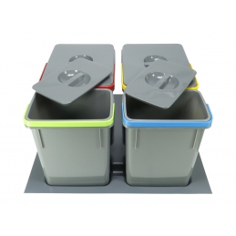 Segregator kosz na śmieci, wkład do szuflady 60 cm, 4 kosze, szary, Amix