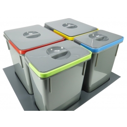Segregator kosz na śmieci, wkład do szuflady 60 cm, 4 kosze, szary, Amix