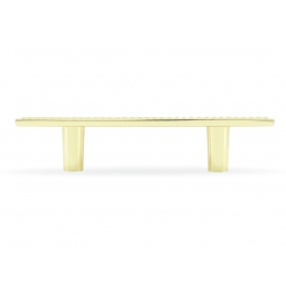 Złoty uchwyt meblowy, ozdobny w formie półkola z paskami U57869, 64 mm