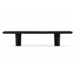 Czarny uchwyt meblowy, ozdobny w formie półkola z paskami U57869, 64 mm