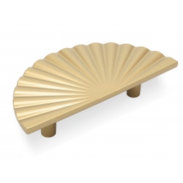 Złoty uchwyt meblowy, ozdobny w formie półkola z promieniami U57857, 64 mm