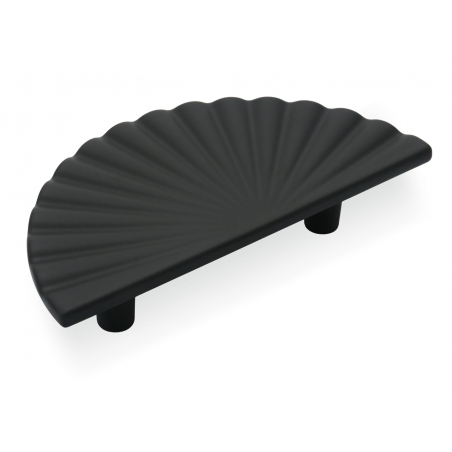 Czarny uchwyt meblowy, ozdobny w formie półkola z promieniami U57857, 64 mm