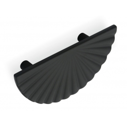 Czarny uchwyt meblowy, ozdobny w formie półkola z promieniami U57857, 64 mm