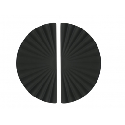 Czarny uchwyt meblowy, ozdobny w formie półkola z promieniami U57857, 64 mm