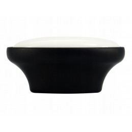 Gałka meblowa czarna z porcelaną białą, owalna,masywna, styl retro 1019-32