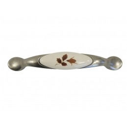 Uchwyt meblowy z porcelaną, stare srebro, z ozdobnym kwiatem, DC DP19 011 MLK2