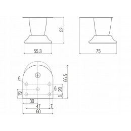 Nóżka meblowa, chromowana, ozdobna, masywna, metalowa H-52 mm