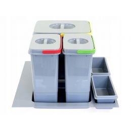 Segregator kosz na śmieci, wkład do szuflady 60 cm, 3 pojemniki,  15L+2 x 7L REJS PRAKTIKO